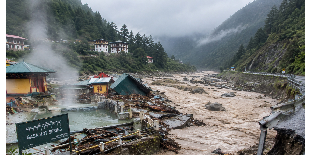 भुटानमा हिमताल विस्फोट, तातोपानी कुण्ड र सडक बगायो
